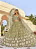 Beautiful Olive Green Badla Embroidered Festive Lehenga Choli