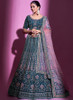 Beautiful Turquoise Mirror Work Embroidery Wedding Lehenga Choli