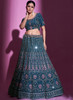 Beautiful Turquoise Mirror Work Embroidery Wedding Lehenga Choli