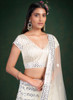 Beautiful White Mirror Work Embroidery Traditional Lehenga Choli