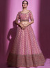 Beautiful Rose Pink Multi Embroidery Wedding Lehenga Choli