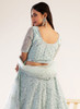 Beautiful Ice Blue Mirror Embroidered Soft Net Wedding Lehenga Choli