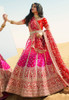Beautiful Pink And Crimson Embroidered Wedding Lehenga Choli