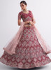 Beautiful Cherry Red Ombré Zarkan Embroidery Wedding Lehenga Choli