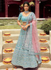 Beautiful Blue And Pink Gotta Patti Embroidered Wedding Lehenga Choli