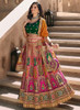 Beautiful Pink Multicoloured Embroidery Wedding Lehenga Choli With Belt