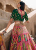 Beautiful Pink Multicoloured Embroidery Wedding Lehenga Choli With Belt