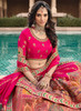 Beautiful Pink Multi Embroidery Wedding Lehenga Choli With Belt