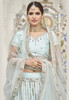 Beautiful Ice Blue Mirror Work Wedding Lehenga Choli