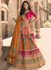Beautiful Orange Multi Embroidery Wedding Lehenga Choli With Belt