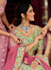 Beautiful Green And Pink Reshamkari Embroidered Wedding Lehenga Choli