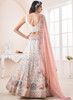 Beautiful Pearl White Multi Embroidery Wedding Lehenga Choli With Belt