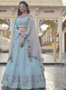 Beautiful Sky Blue Embroidery Georgette Wedding Lehenga Choli
