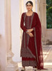 Beautiful Red Sequence Embroidery Wedding Palazzo Suit