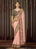 Beautiful Baby Pink Multi Embroidered Designer Georgette Saree
