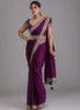 Beautiful Purple Sequence Embroidery Silk Saree With Belt