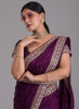 Beautiful Purple Sequence Embroidery Silk Saree With Belt