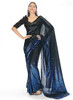 Beautiful Black And Blue Sequence Embroidery Georgette Saree