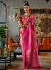 Beautiful Bridal Pink Zari Weaved Jacquard Silk Saree