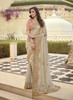 Beautiful Off White And Pink Embroidered Party Wear Saree