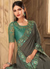 Beautiful Olive Green Embroidered Silk Saree