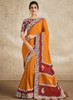 Beautiful Orange And Red Embroidered Traditional Wedding Saree