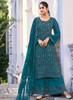 Beautiful Turquoise Sequence Embroidery Wedding Palazzo Suit