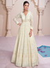 Beautiful Off White Lucknowi Embroidery Wedding Anarkali Gown