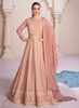 Beautiful Soft Peach Lucknowi Embroidery Wedding Anarkali Gown
