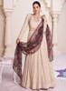 Beautiful Beige Maroon Lucknowi Embroidery Wedding Anarkali Gown