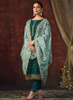 Beautiful Turquoise Sequence Embroidery Pant Style Suit