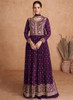 Beautiful Deep Purple Sequence Embroidery High Slit Palazzo Suit