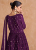Beautiful Deep Purple Sequence Embroidery High Slit Palazzo Suit