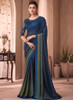 Beautiful Bluish Green Sequence Embroidery Traditional Wedding Saree