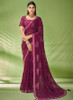 Beautiful Magenta Designer Georgette Embroidered Festive Saree