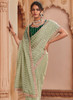 Beautiful Green Two Tone Traditional Embroidery Organza Silk Saree