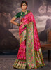 Beautiful Pink Weaved And Printed Traditional Jacquard Silk Saree