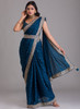 Beautiful Royal Blue Sequence Embroidery Silk Saree With Belt