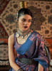 Beautiful Cobalt Blue Zari Weaved Jacquard Silk Saree