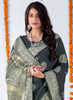 Beautiful Slate Black Embellished Banarasi Silk Saree