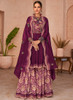 Beautiful Deep Purple Multi Embroidery Traditional Gharara Style Suit