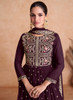 Beautiful Deep Wine Multi Embroidered Wedding Anarkali Lehenga Suit
