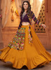 Beautiful Yellow And Purple Kutchi Embroidered Rajwadi Chaniya Choli