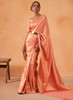 Beautiful Pastel Orange Brocade Detailed Kanjivaram Silk Saree