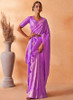Beautiful Bright Purple Brocade Detailed Kanjivaram Silk Saree