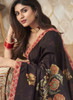 Beautiful Wine And Brown Digital Floral Printed Silk Saree