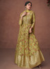 Beautiful Yellow Multi Designer Embroidered Printed Anarkali Gown