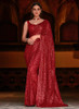 Beautiful Red Sequence Work Party Wear Saree