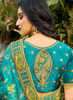 Beautiful Sea Blue And Green Embroidered Silk Saree