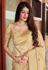 Beautiful Beige Golden Jacquard Silk Saree